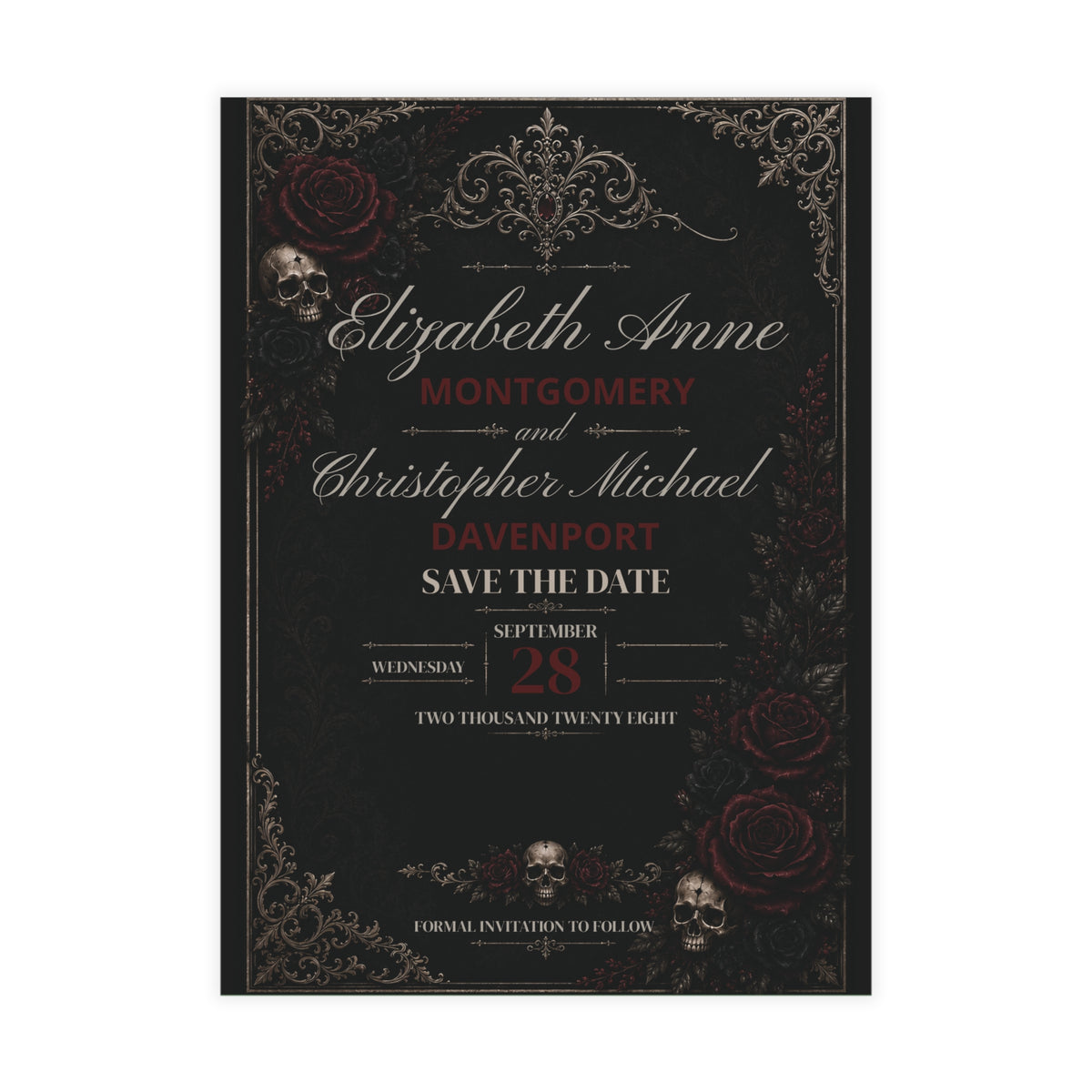 Elegant Gothic Save the Date – Personalized Gothic Wedding Card