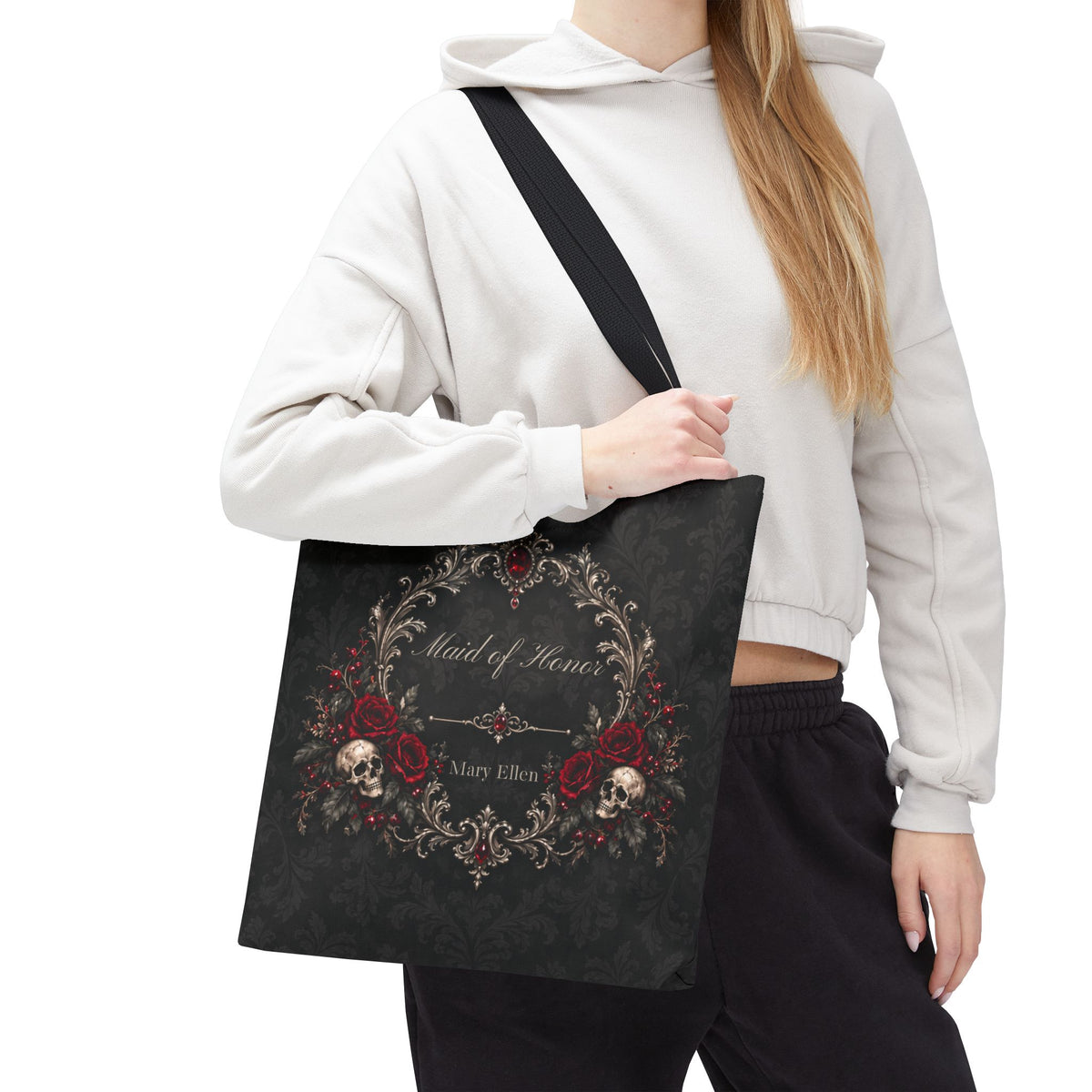 Elegant Gothic Personalized Bridal Party Tote – 16″ × 16″