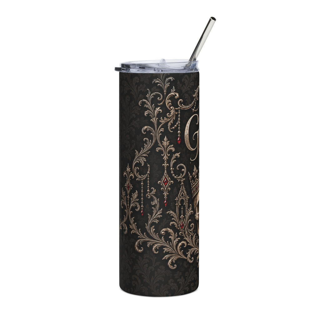 Elegant Gothic Groom Tumbler – Crowned Skull Wedding Gift, 20 oz