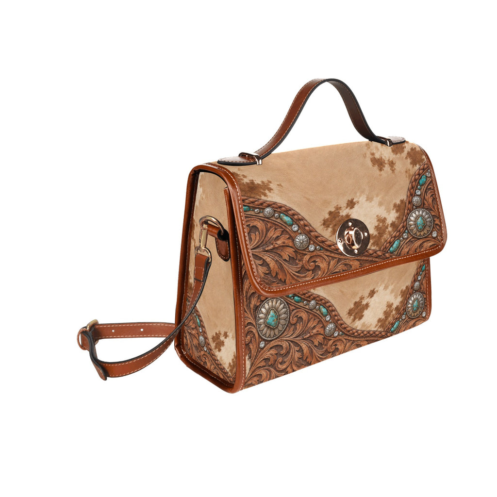 Dust & Diamonds Western Cowhide & Turquoise Satchel Handbag