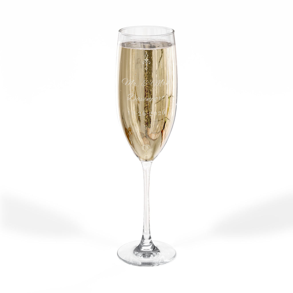 Elegant Gothic Personalized Engraved Champagne Flute — 8 oz, Single Glass