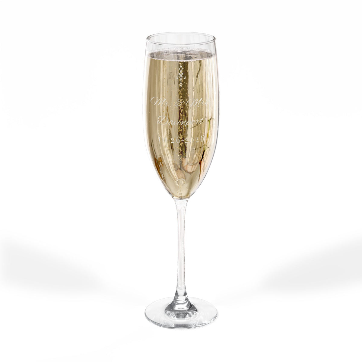 Elegant Gothic Personalized Engraved Champagne Flute — 8 oz, Single Glass