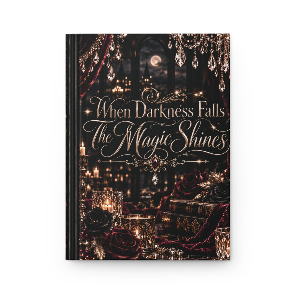 Champagne After Dark Hardcover Journal — “When Darkness Falls, The Magic Shines” Gothic Lined Notebook