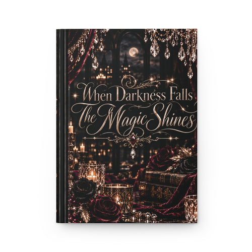 Champagne After Dark Hardcover Journal — “When Darkness Falls, The Magic Shines” Gothic Lined Notebook