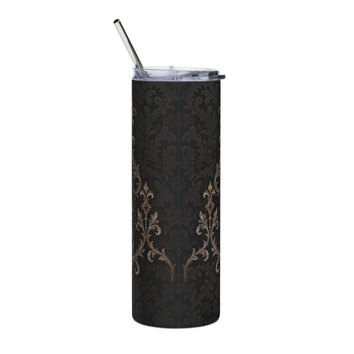 Elegant Gothic Bride Tumbler – Burgundy Roses & Skull Wedding Gift, 20 oz