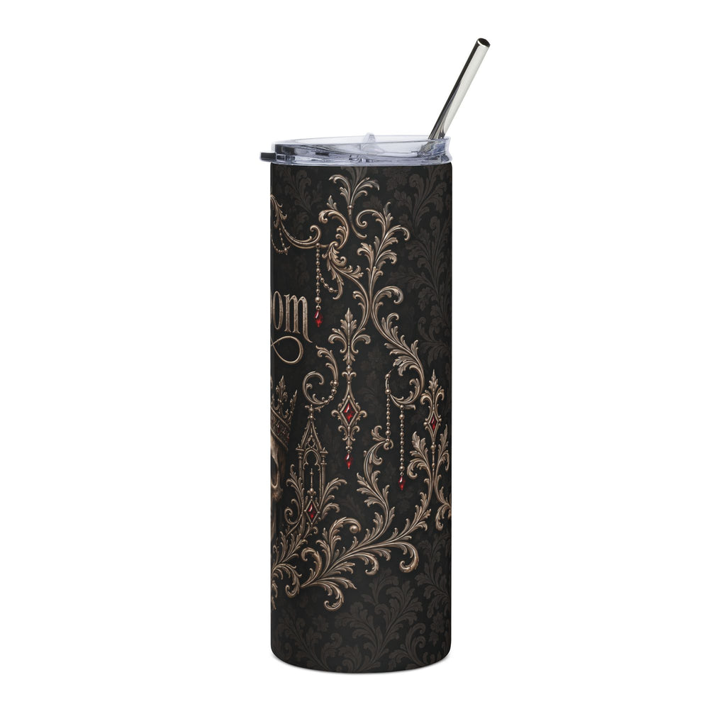Elegant Gothic Groom Tumbler – Crowned Skull Wedding Gift, 20 oz