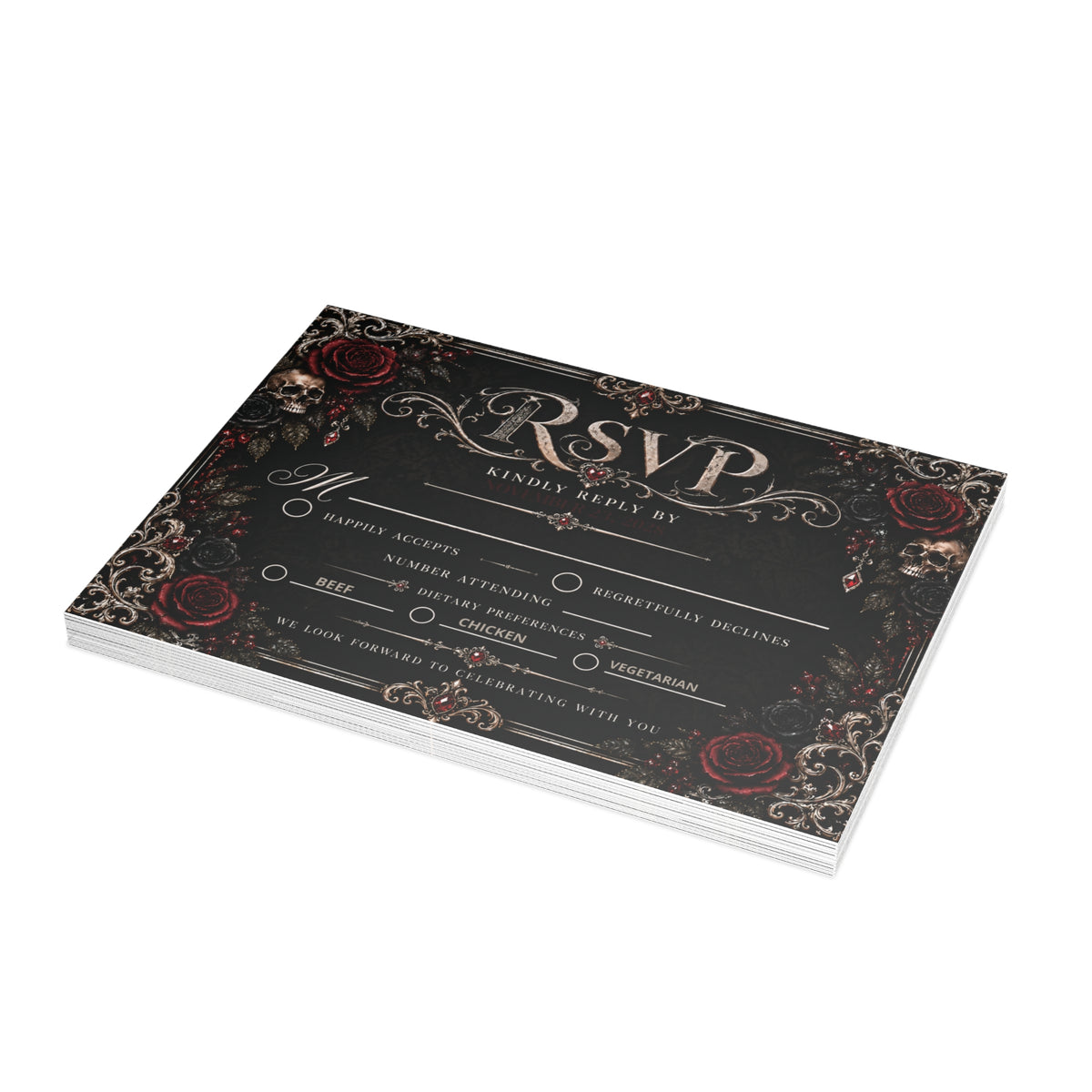 Elegant Gothic RSVP Card – Personalized Gothic Wedding RSVP
