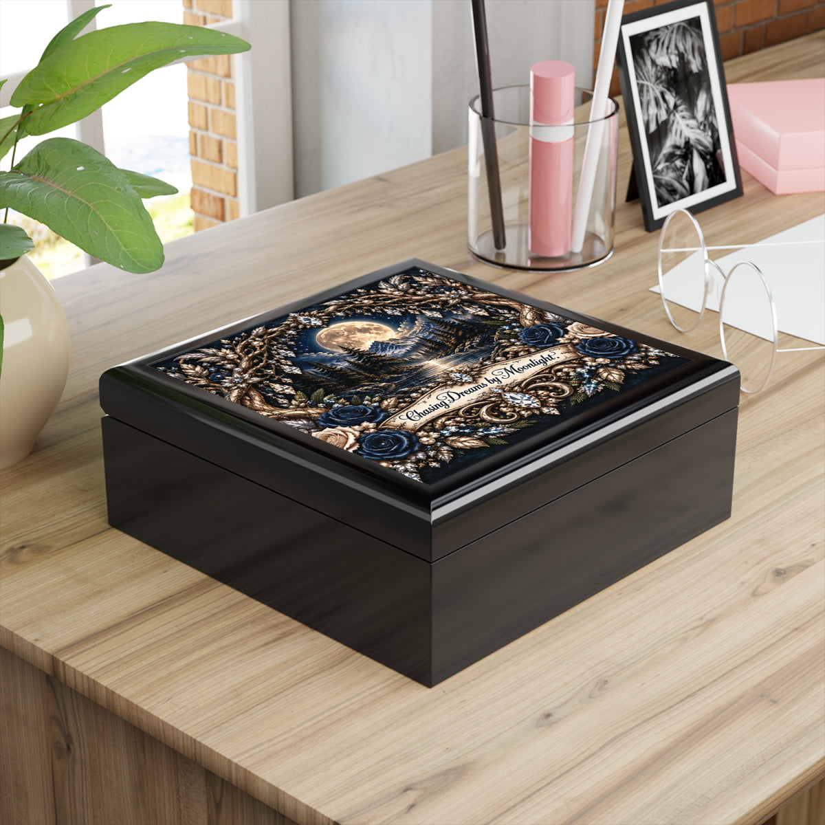 Moonlit Timber Jewelry Box – Chasing Dreams by Moonlight