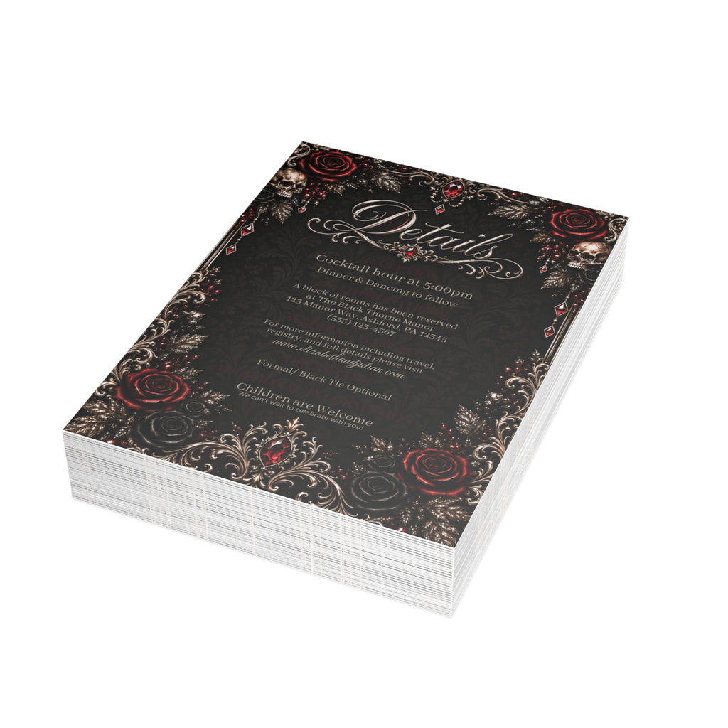 Elegant Gothic Details Card – Personalized Wedding Details