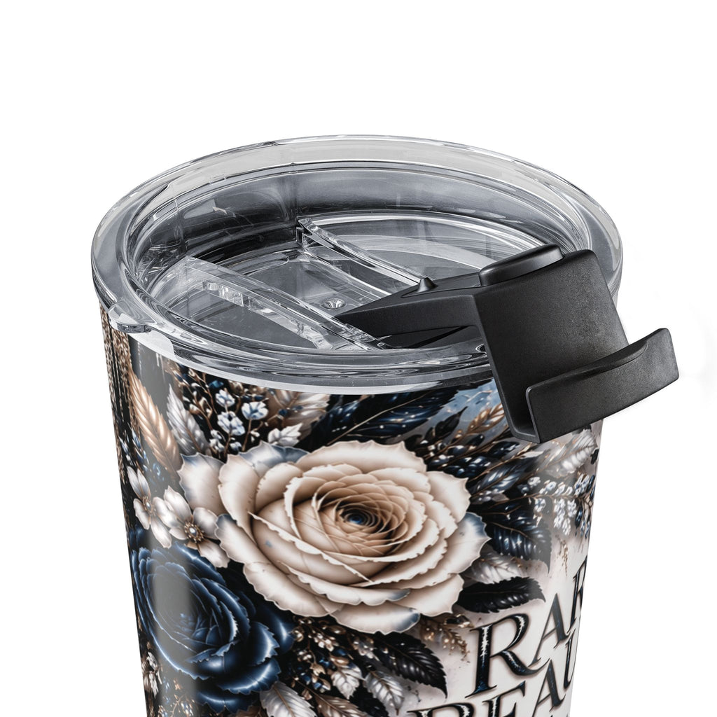 Snow Leopard 20oz Tumbler — “Rare Beauty. Fearless Soul.” Floral Insulated Travel Cup