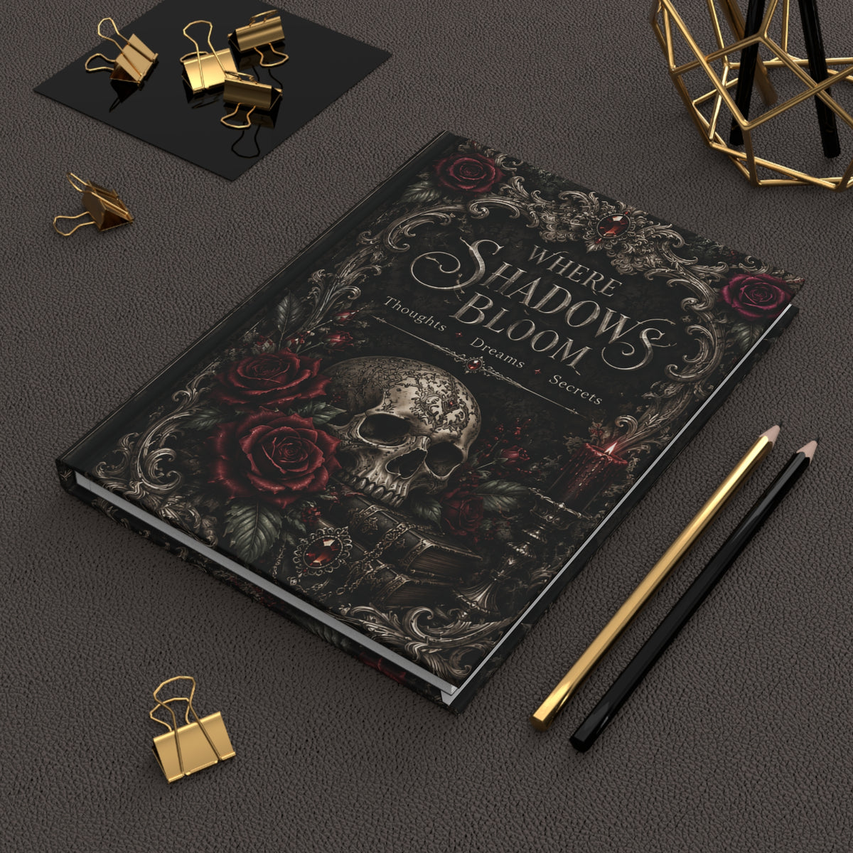 Where Shadows Bloom — Elegant Gothic Hardcover Journal | Lined Notebook