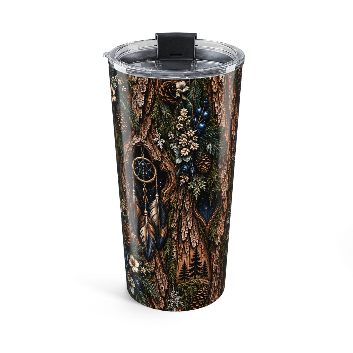 Moonlit Timber 20oz Tumbler — “Chasing Dreams by Moonlight” Rustic Woodland Travel Cup