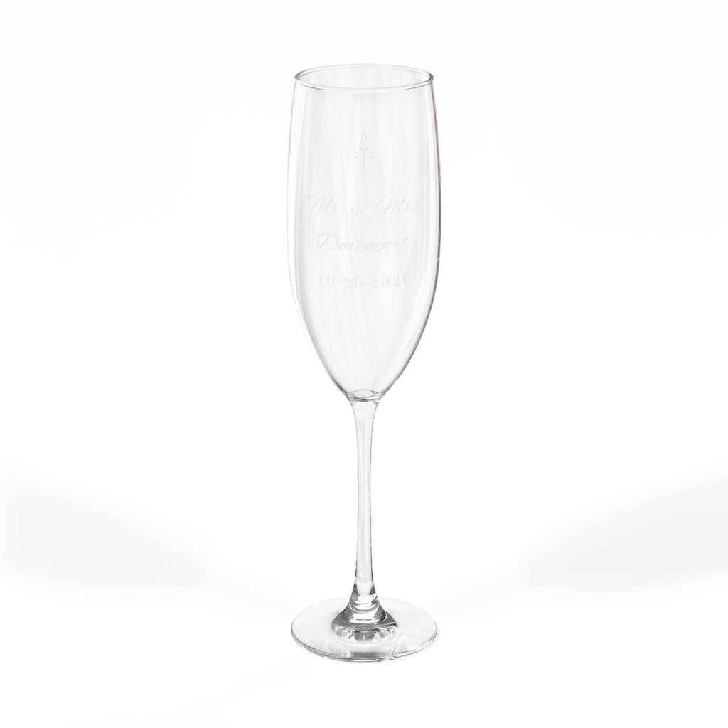Elegant Gothic Personalized Engraved Champagne Flute — 8 oz, Single Glass