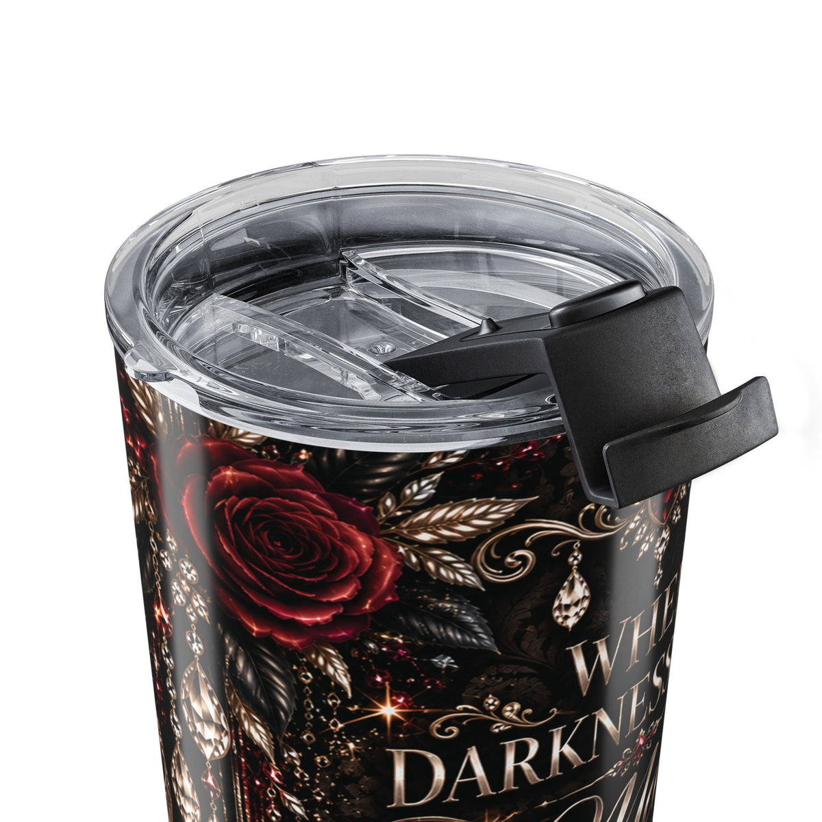 Champagne After Dark 20oz Tumbler — “When Darkness Falls, the Magic Shines” Gothic Floral Travel Cup