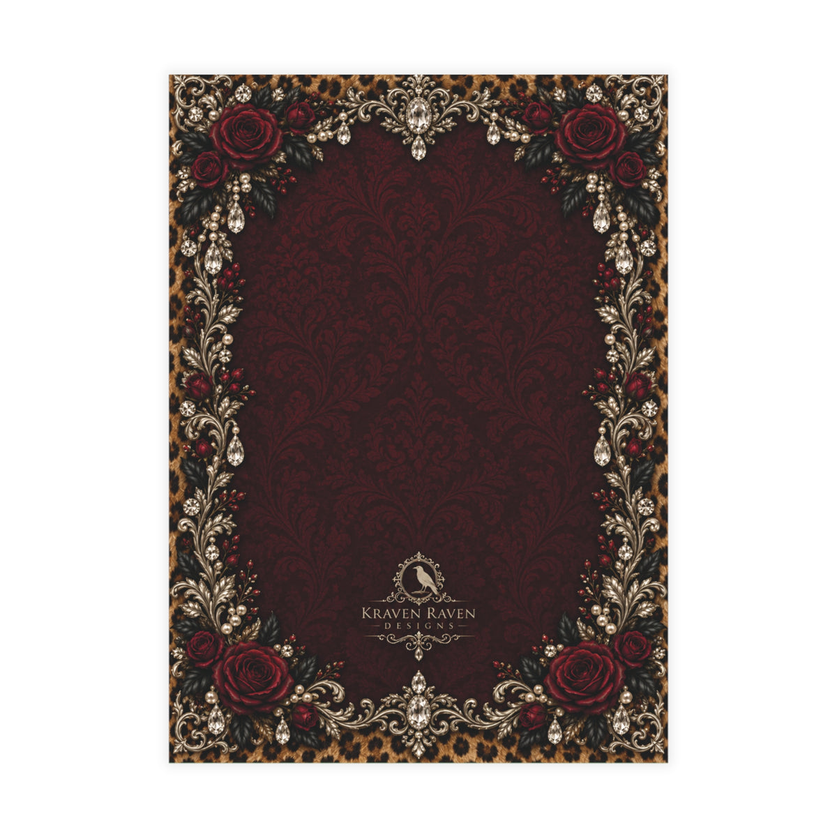 Wildly in Love Personalized Wedding Invitations – Cheetah & Burgundy Roses, 5×7