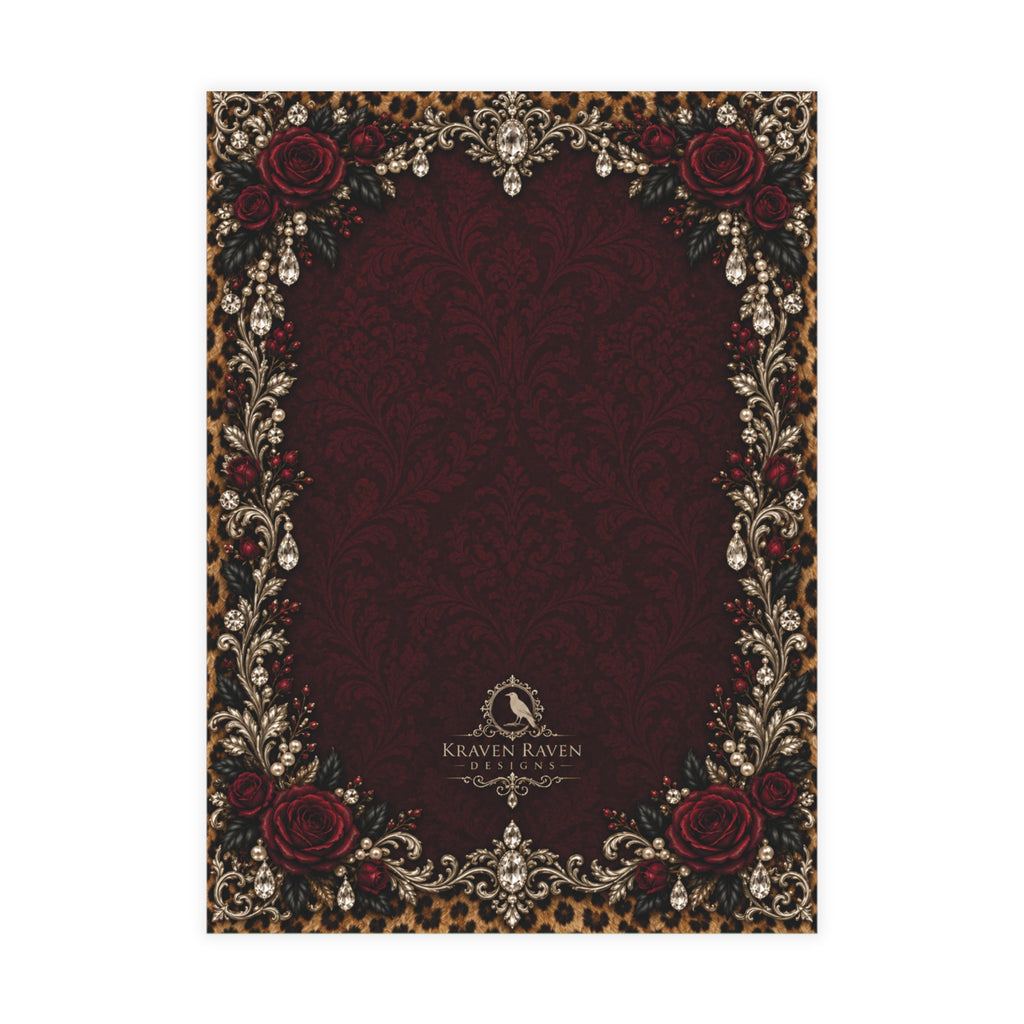 Wildly in Love Personalized Wedding Invitations – Cheetah & Burgundy Roses, 5×7