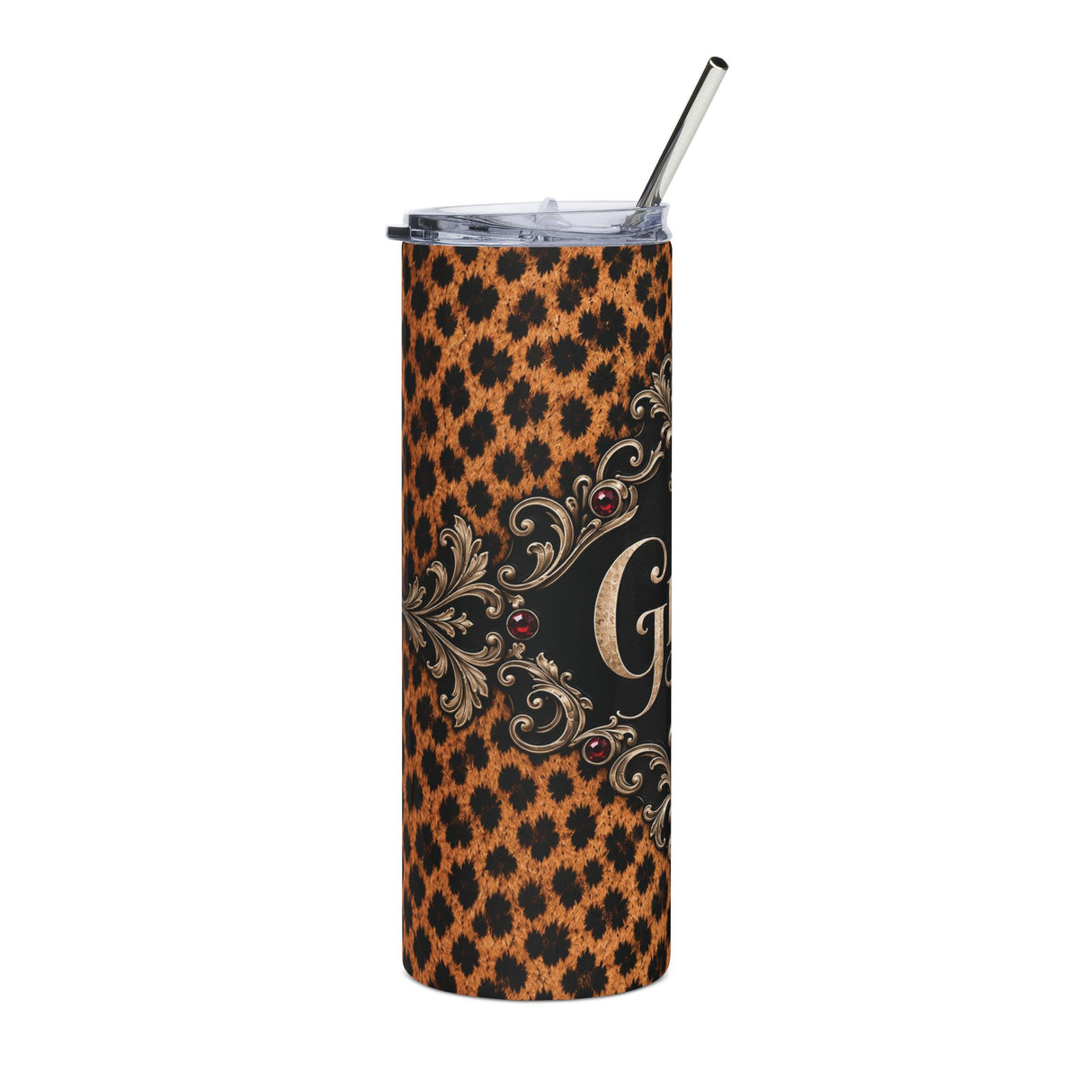 Wildly in Love Groom Tumbler – Cheetah Print & Burgundy Jewel Wedding Gift, 20 oz