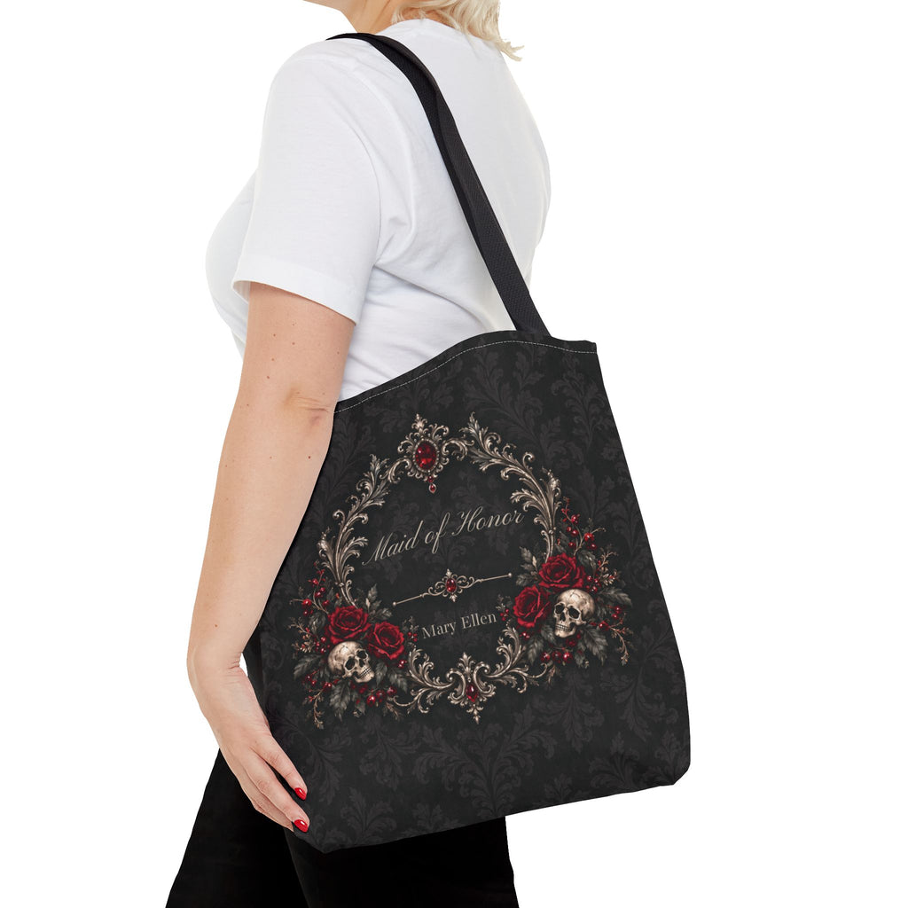 Elegant Gothic Personalized Bridal Party Tote – 16″ × 16″