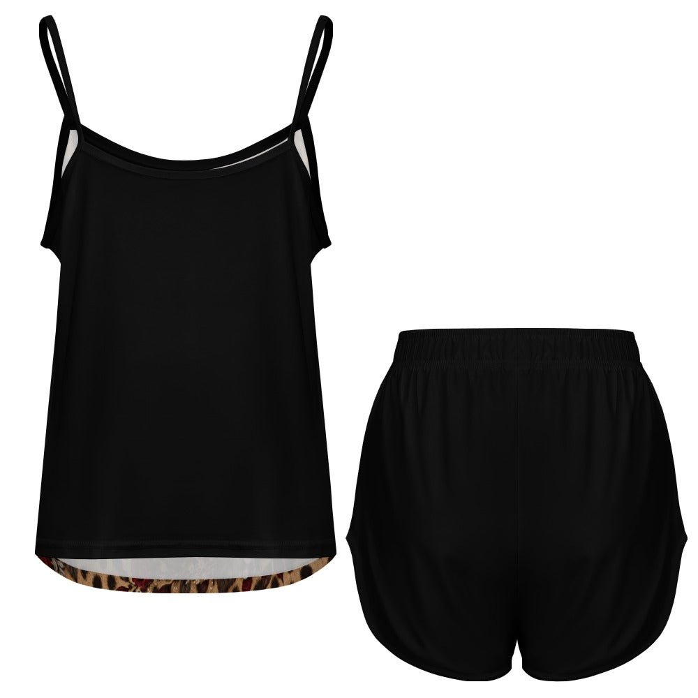 Wildly in Love Cheetah & Burgundy Rose Cami Pajama Set
