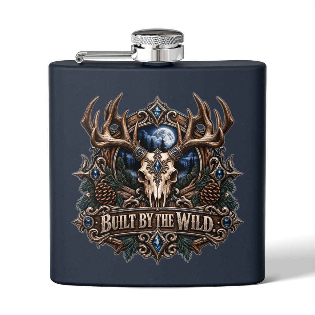 Built by the Wild 6oz Stainless Steel Flask – Moonlit Timber Men’s Collection | Kraven Raven Designs