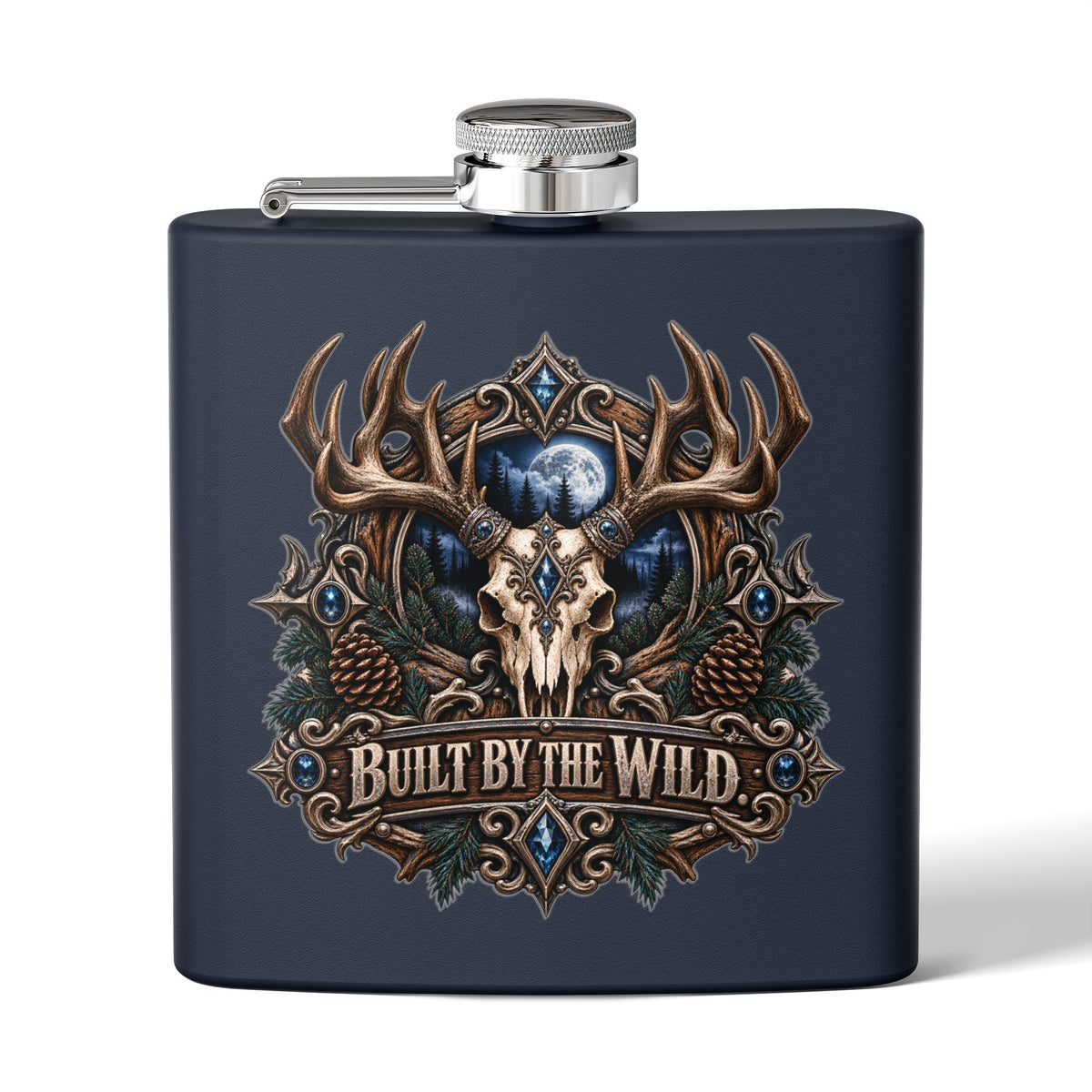 Built by the Wild 6oz Stainless Steel Flask – Moonlit Timber Men’s Collection | Kraven Raven Designs