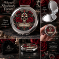 Personalized Gothic Compact Mirror — Where Shadows Bloom Skull & Roses