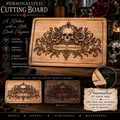 Where Shadows Bloom Personalized Gothic Cutting Board — Engraved Skull & Roses
