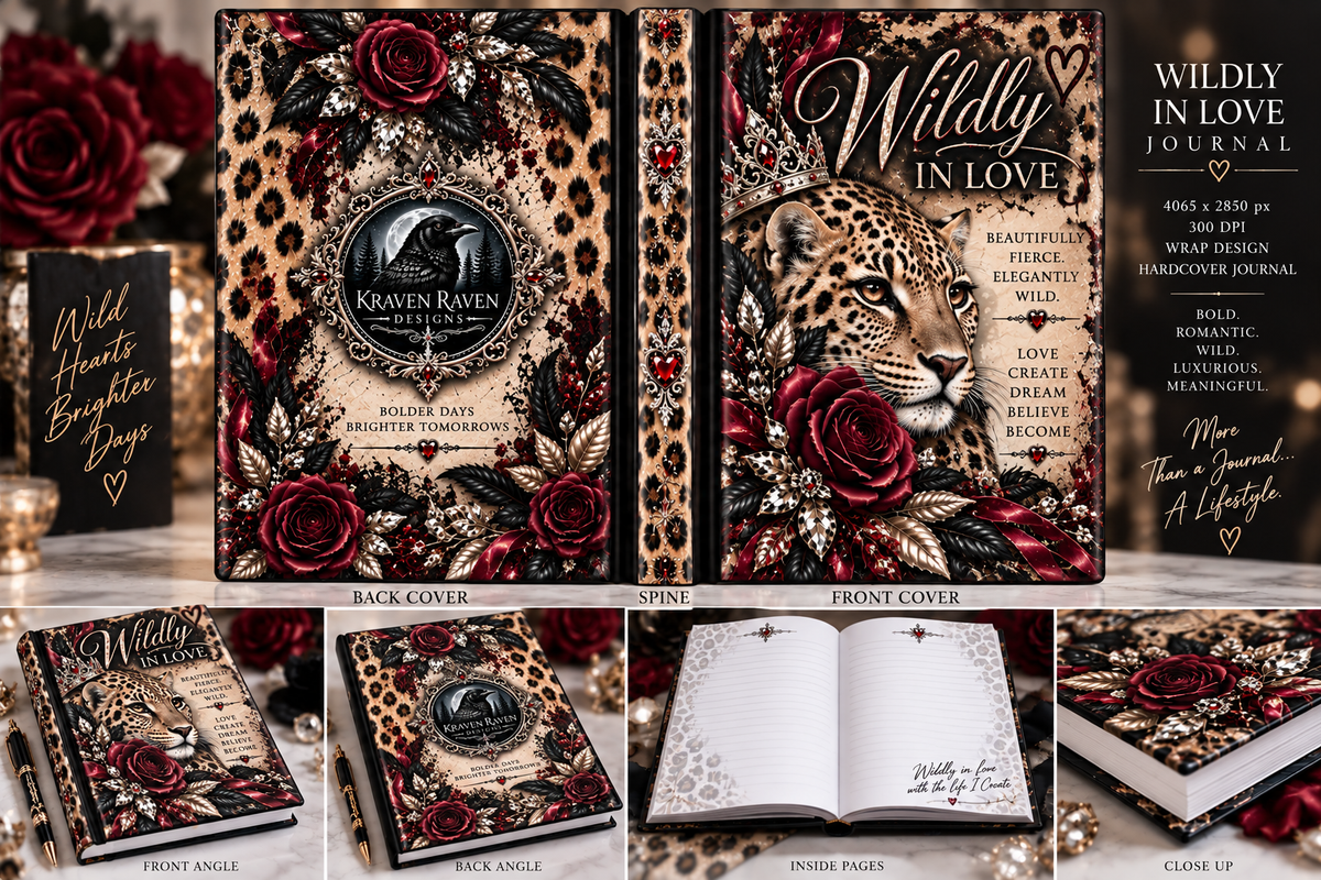 Wildly in Love Hardcover Journal — “Beautifully Fierce. Elegantly Wild.” Cheetah & Burgundy Rose Lined Notebook