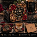 Wildly In Love Corkwood Coaster Set — “Beautifully Fierce, Elegantly Wild” Leopard & Burgundy Roses