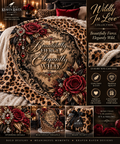 Wildly In Love™ Beautifully Fierce. Elegantly Wild. | Luxury Leopard & Burgundy Rose Throw | Kraven Raven Designs