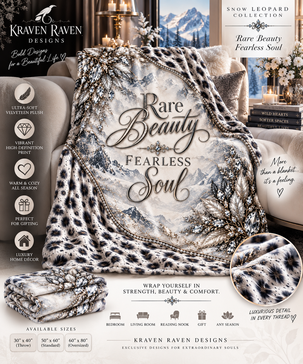 Snow Leopard™ Velveteen Plush Blanket – Rare Beauty. Fearless Soul.