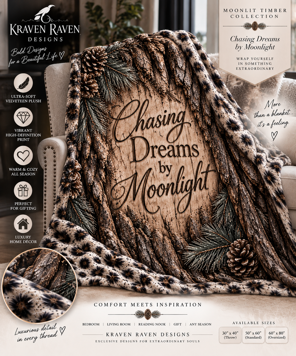 Moonlit Timber™ Velveteen Plush Blanket – Chasing Dreams by Moonlight