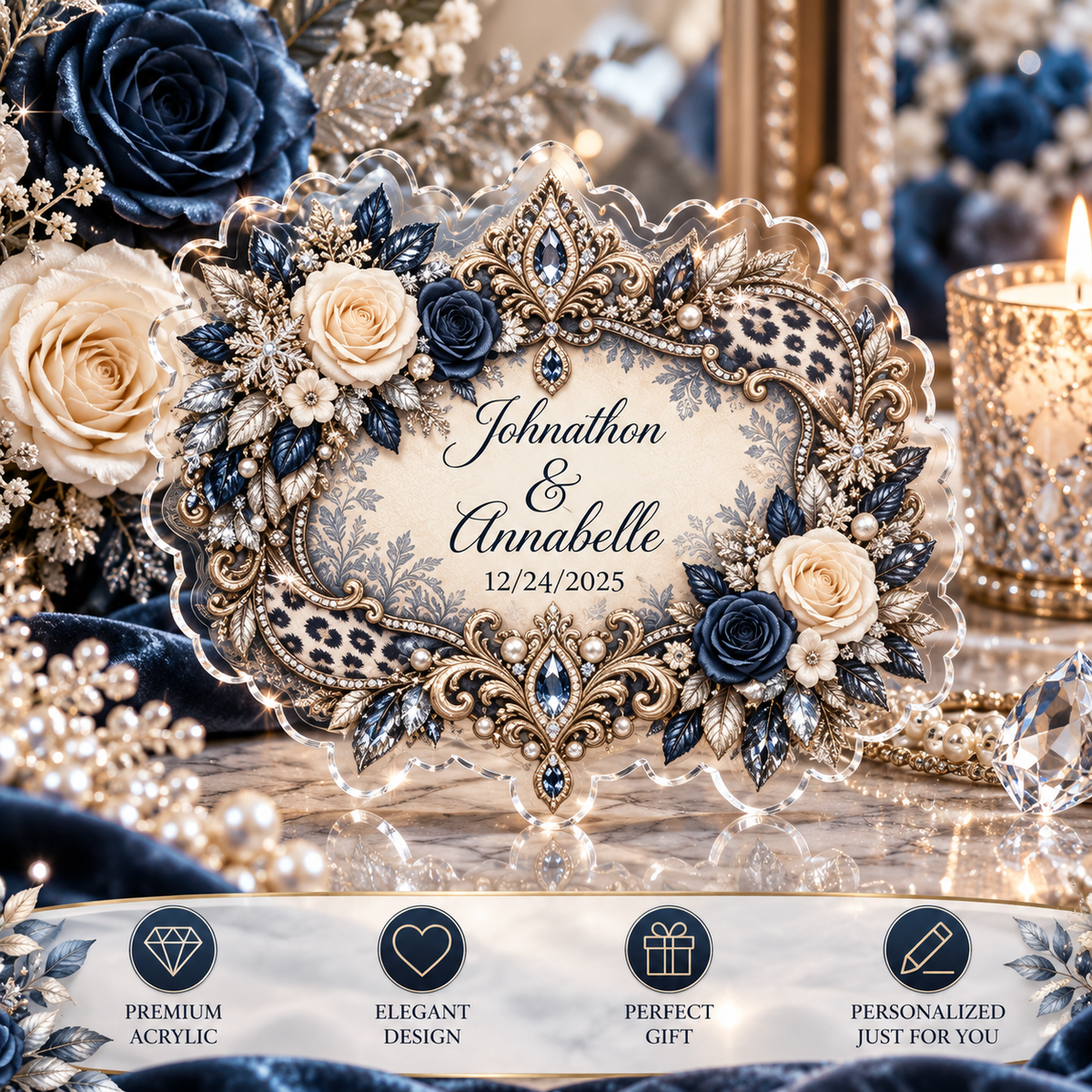 Personalized Snow Leopard Wedding Keepsake | Snow Leopard Wedding Collection | Kraven Raven Designs