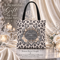 Snow Leopard Personalized Bridal Party Tote – Winter Wedding Gift, 16″ × 16″