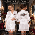 Elegant Gothic Personalized Satin Bridal Robe – White