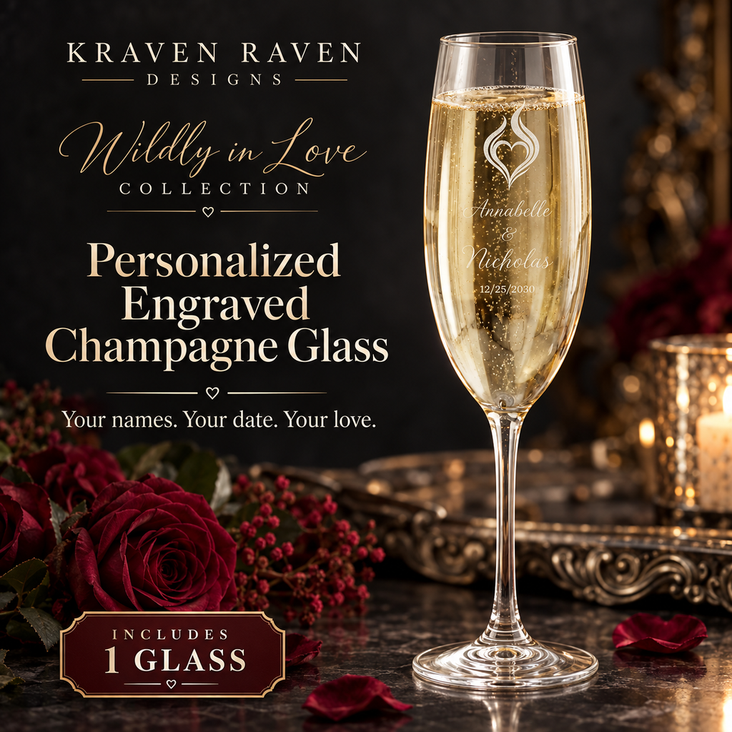 Wildly in Love Personalized Engraved Champagne Flute — 8 oz, Single Glass