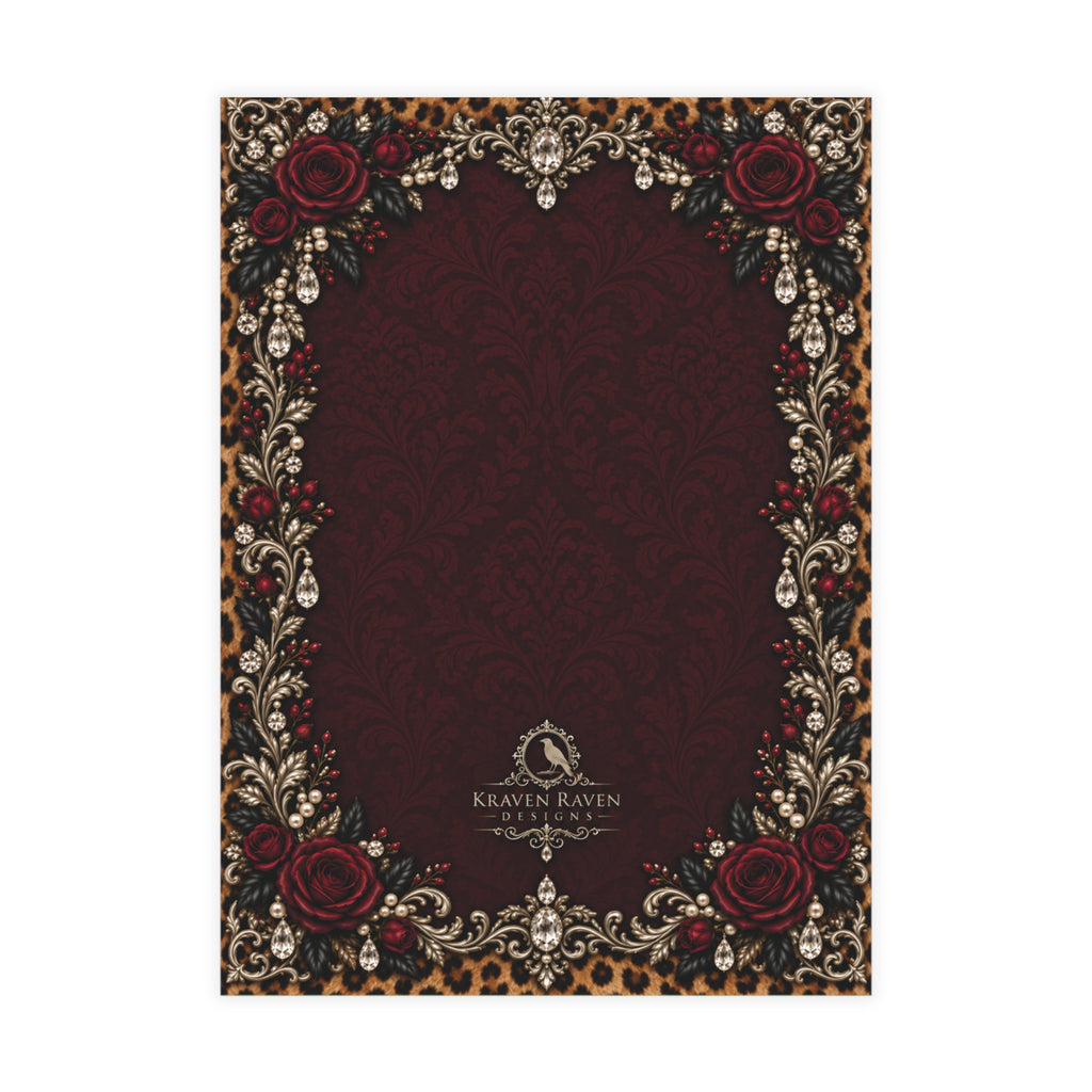 Wildly in Love Personalized Save the Date Cards – Cheetah & Burgundy Roses, 5×7 (envelopes included)