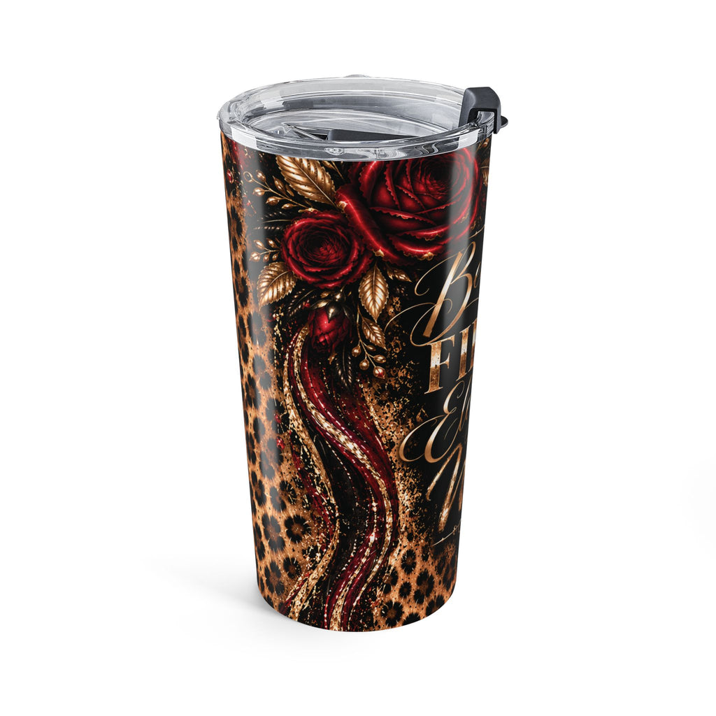 Wildly in Love 20oz Tumbler — “Beautifully Fierce. Elegantly Wild.” Leopard Print Floral Travel Cup