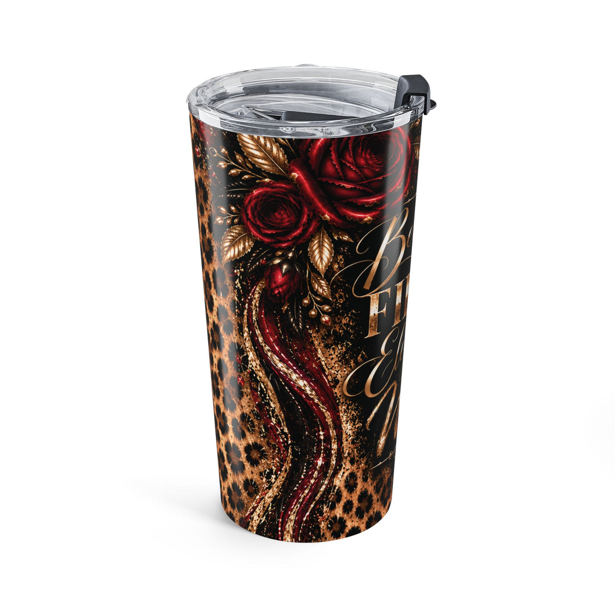 Wildly in Love 20oz Tumbler — “Beautifully Fierce. Elegantly Wild.” Leopard Print Floral Travel Cup