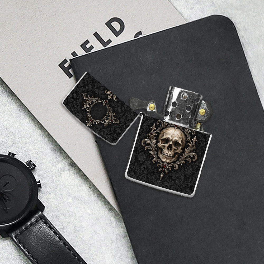 Elegant Gothic Skull Lighter Casing — Kraven Raven Men’s Collection