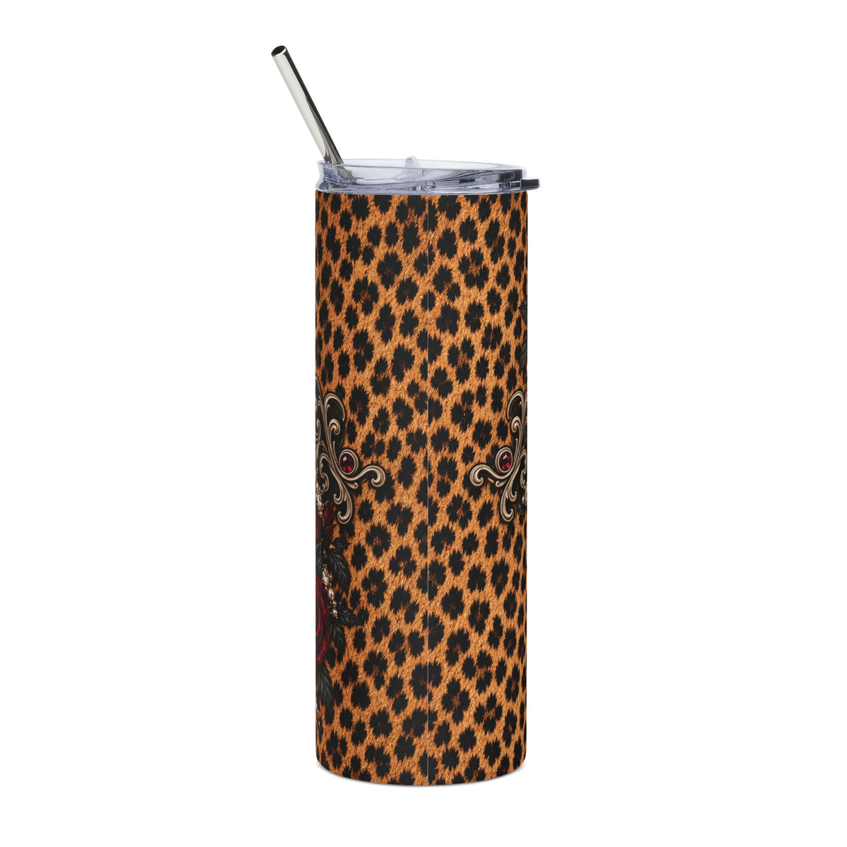 Wildly in Love Bride Tumbler – Cheetah Print & Burgundy Roses Wedding Gift, 20 oz