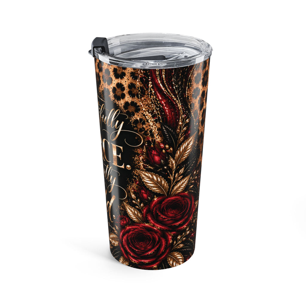 Wildly in Love 20oz Tumbler — “Beautifully Fierce. Elegantly Wild.” Leopard Print Floral Travel Cup