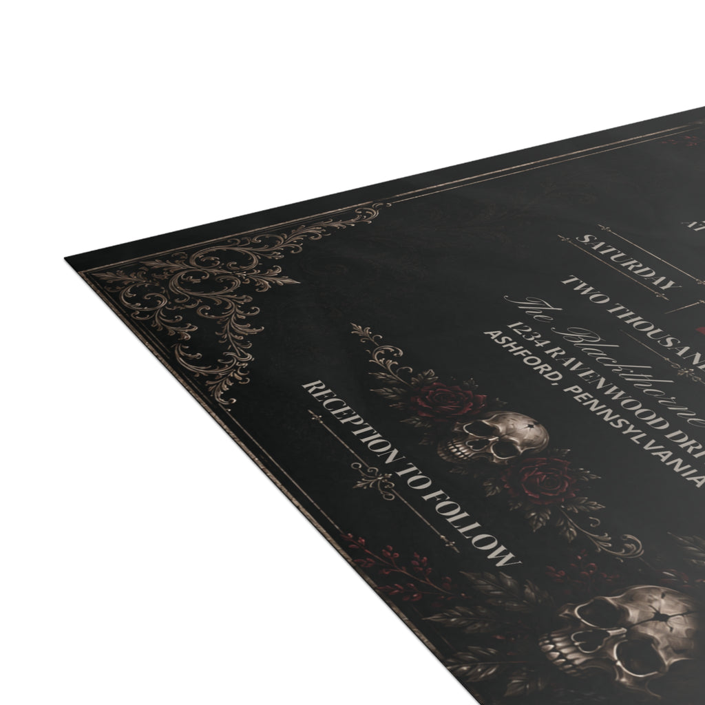Elegant Gothic Wedding Invitation - Personalized Black & Burgundy Gothic Invitation
