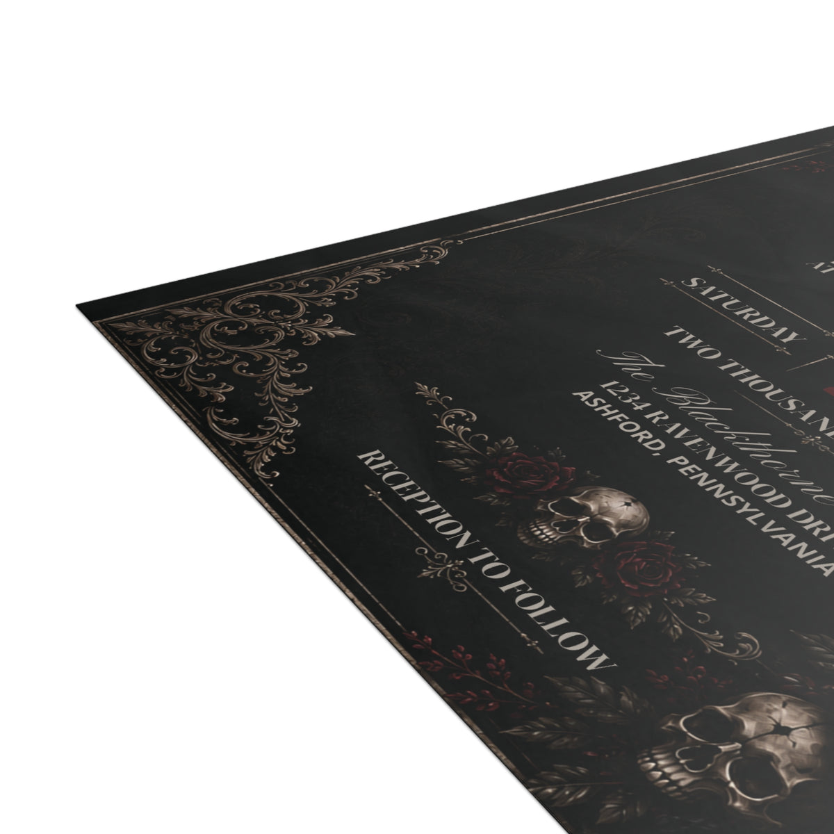 Elegant Gothic Wedding Invitation - Personalized Black & Burgundy Gothic Invitation