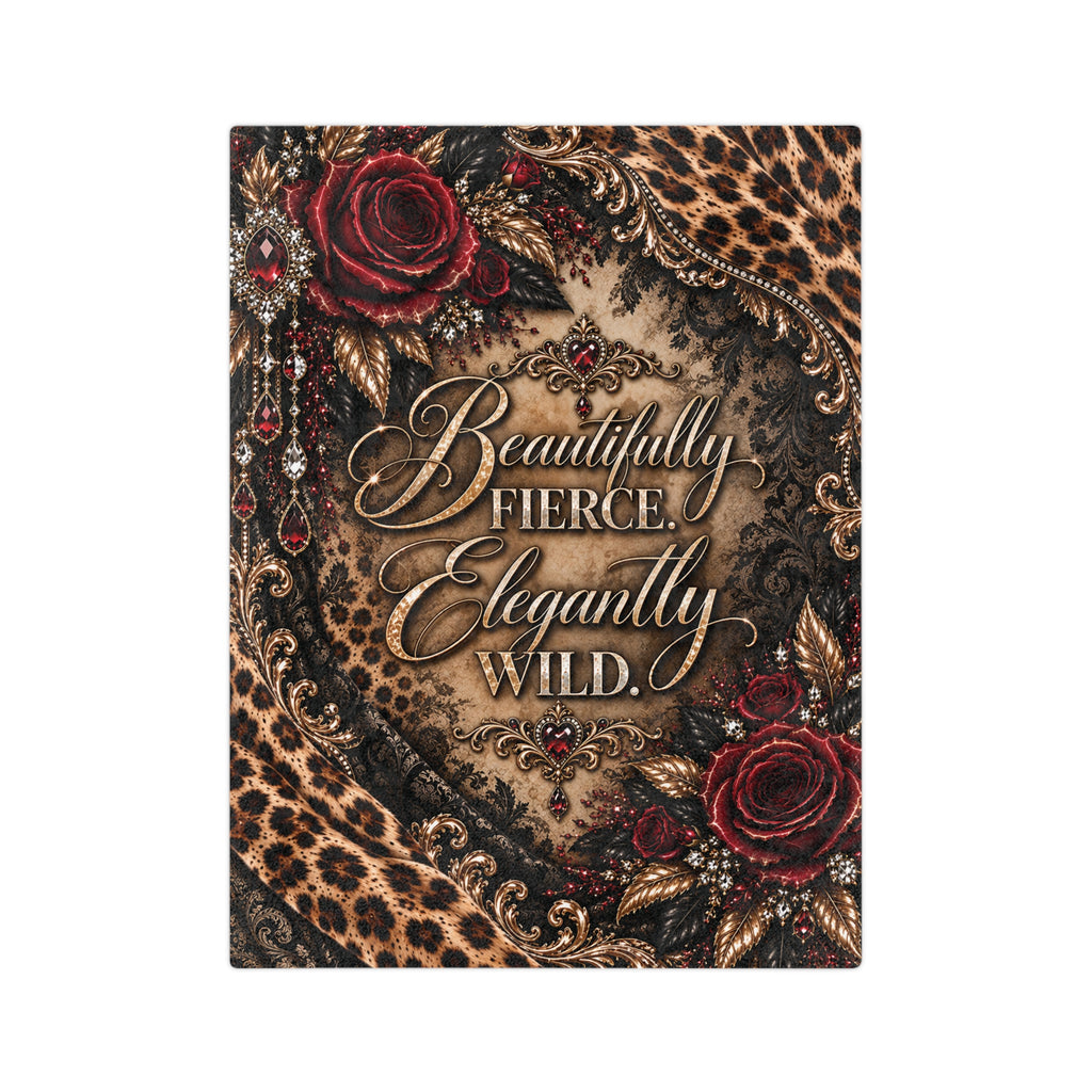 Wildly In Love™ Beautifully Fierce. Elegantly Wild. | Luxury Leopard & Burgundy Rose Throw | Kraven Raven Designs