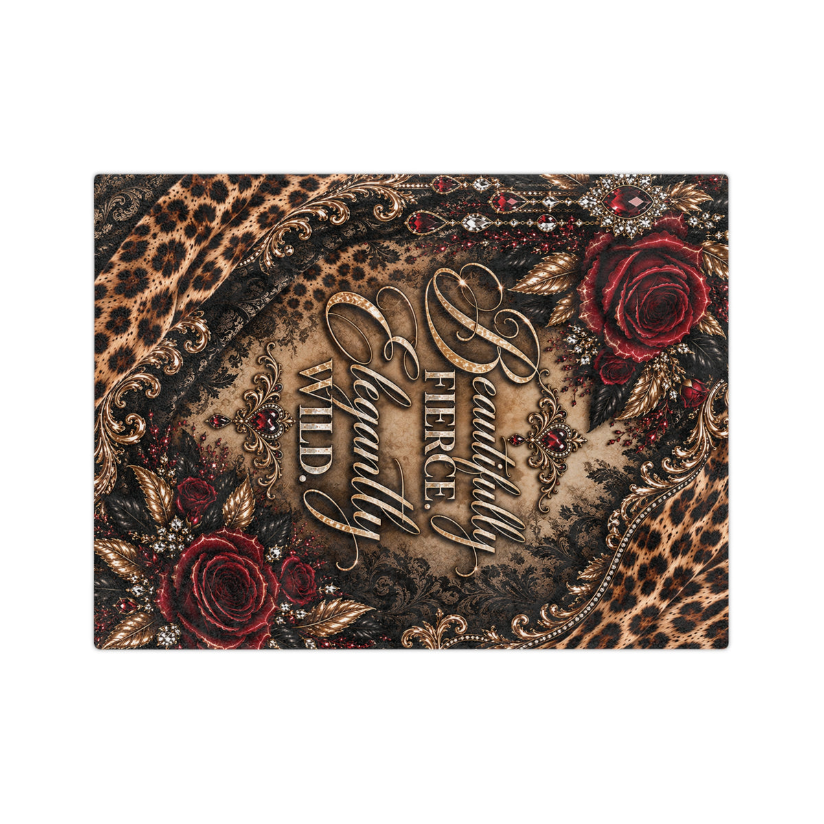 Wildly In Love™ Beautifully Fierce. Elegantly Wild. | Luxury Leopard & Burgundy Rose Throw | Kraven Raven Designs
