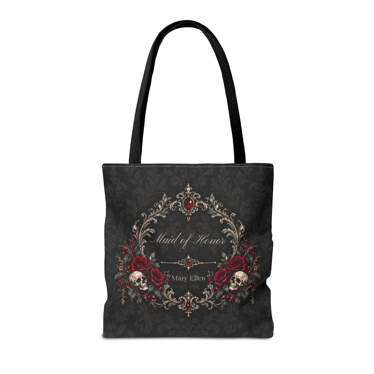 Elegant Gothic Personalized Bridal Party Tote – 16″ × 16″