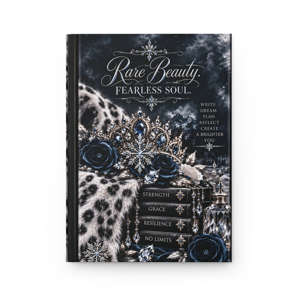 Snow Leopard Hardcover Journal — “Rare Beauty. Fearless Soul.” Luxury Lined Notebook