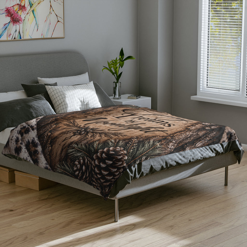 Moonlit Timber™ Velveteen Plush Blanket – Chasing Dreams by Moonlight