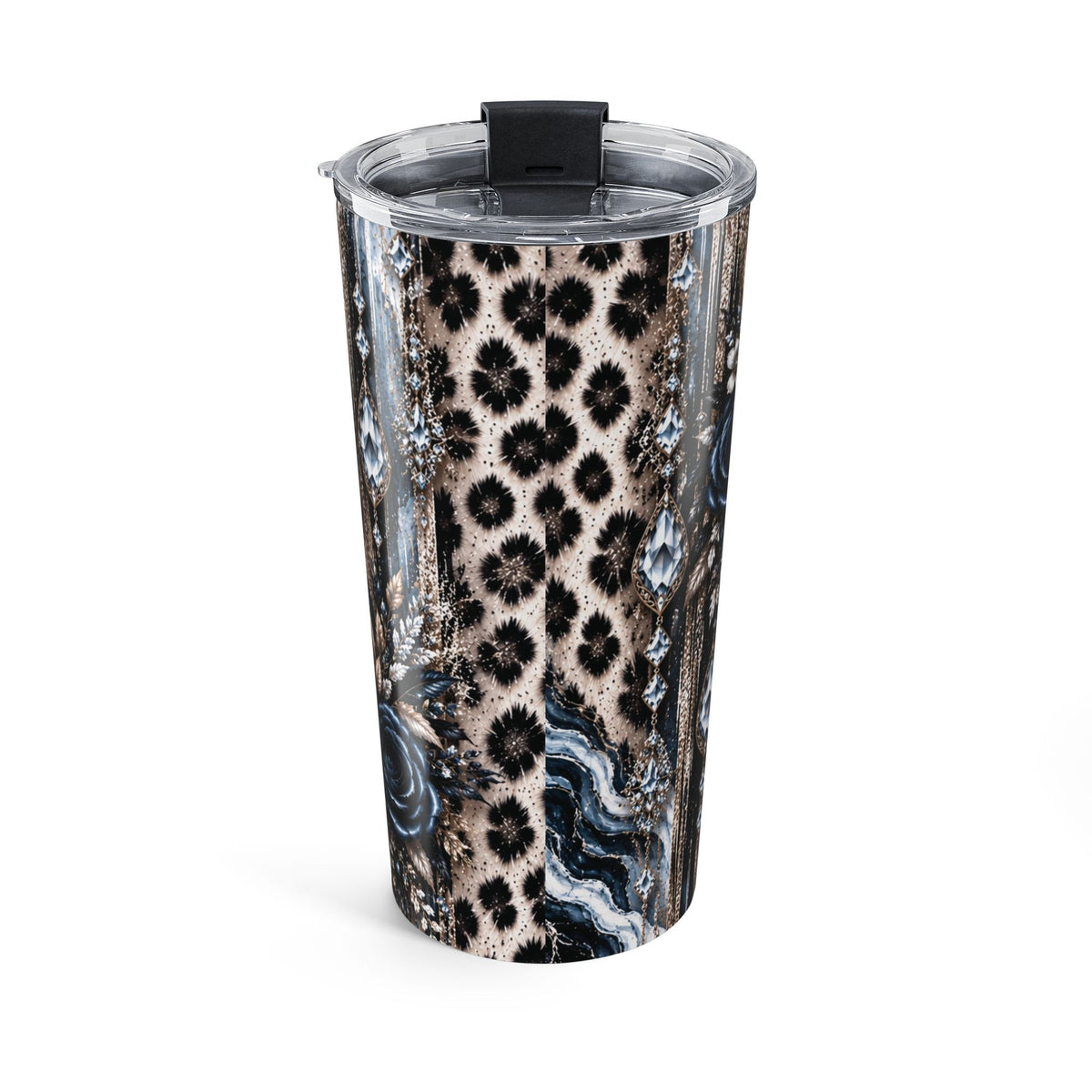 Snow Leopard 20oz Tumbler — “Rare Beauty. Fearless Soul.” Floral Insulated Travel Cup